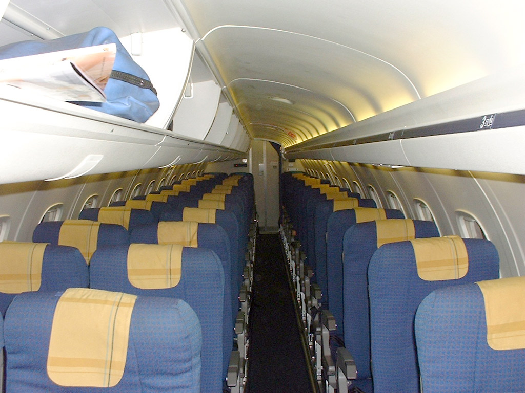 6 February 2003 (1853) Interior of bmi G-RJXC ERJ145 at GLA